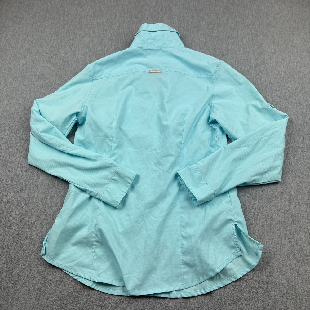 Columbia Shirt Womens Medium Blue Long Sleeves Fishing Sun Protection Button Up - Picture 11 of 12